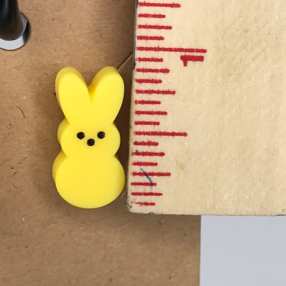 Yellow Peep Bunny Stud Earrings - Picture 2 of 3